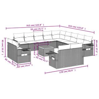 VidaXL Ensemble de canapés de jardin rotin synthétique  