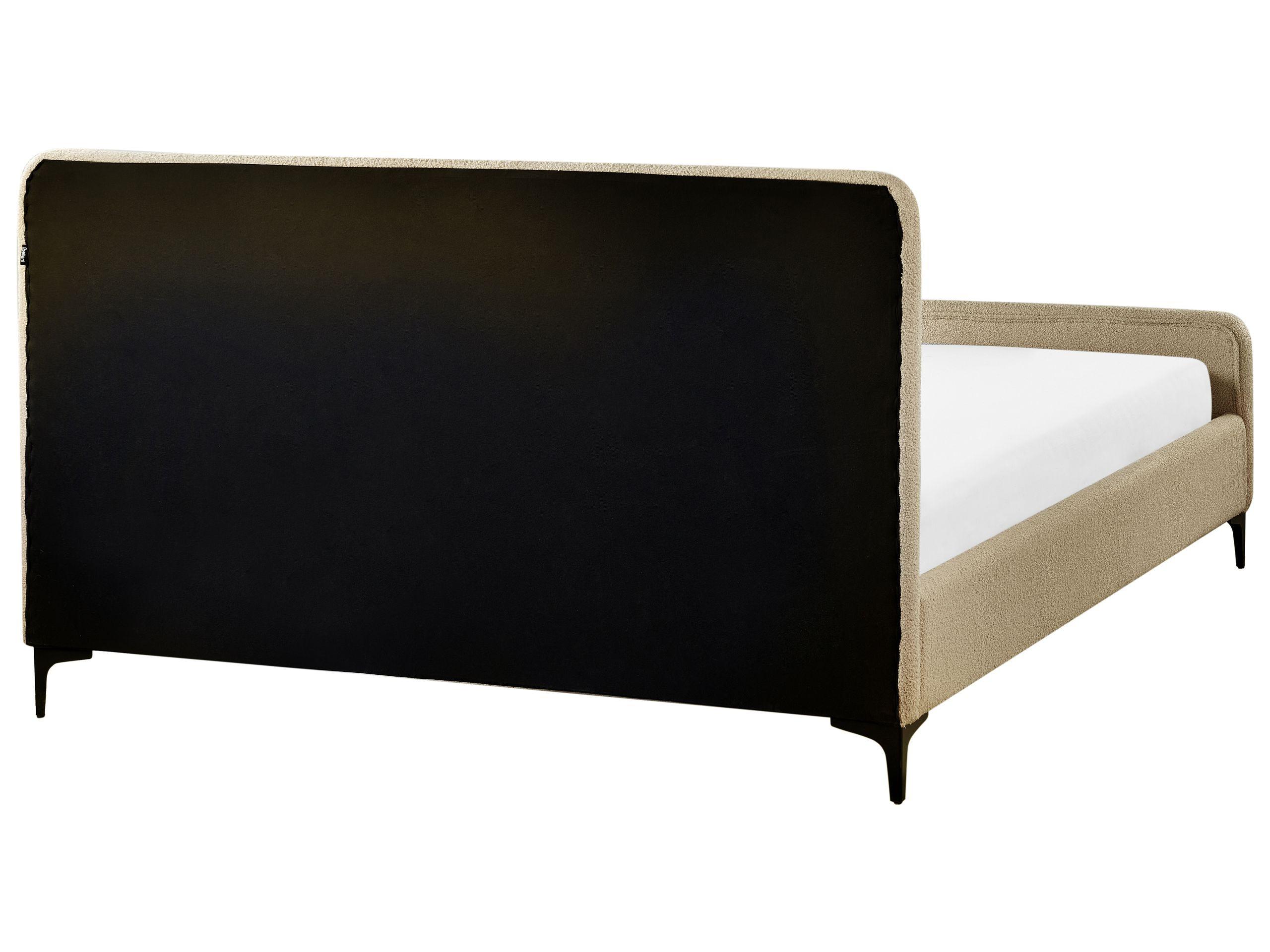 Beliani Lit avec sommier en Bouclé Moderne LUNAN  