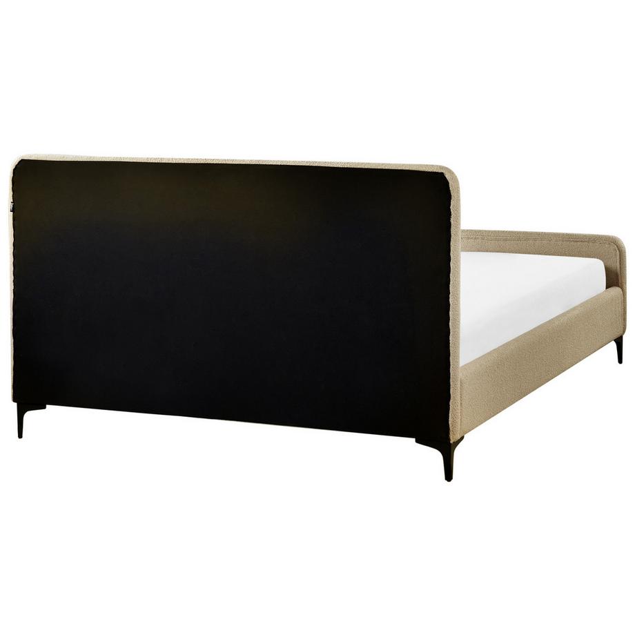 Beliani Lit avec sommier en Bouclé  LUNAN  