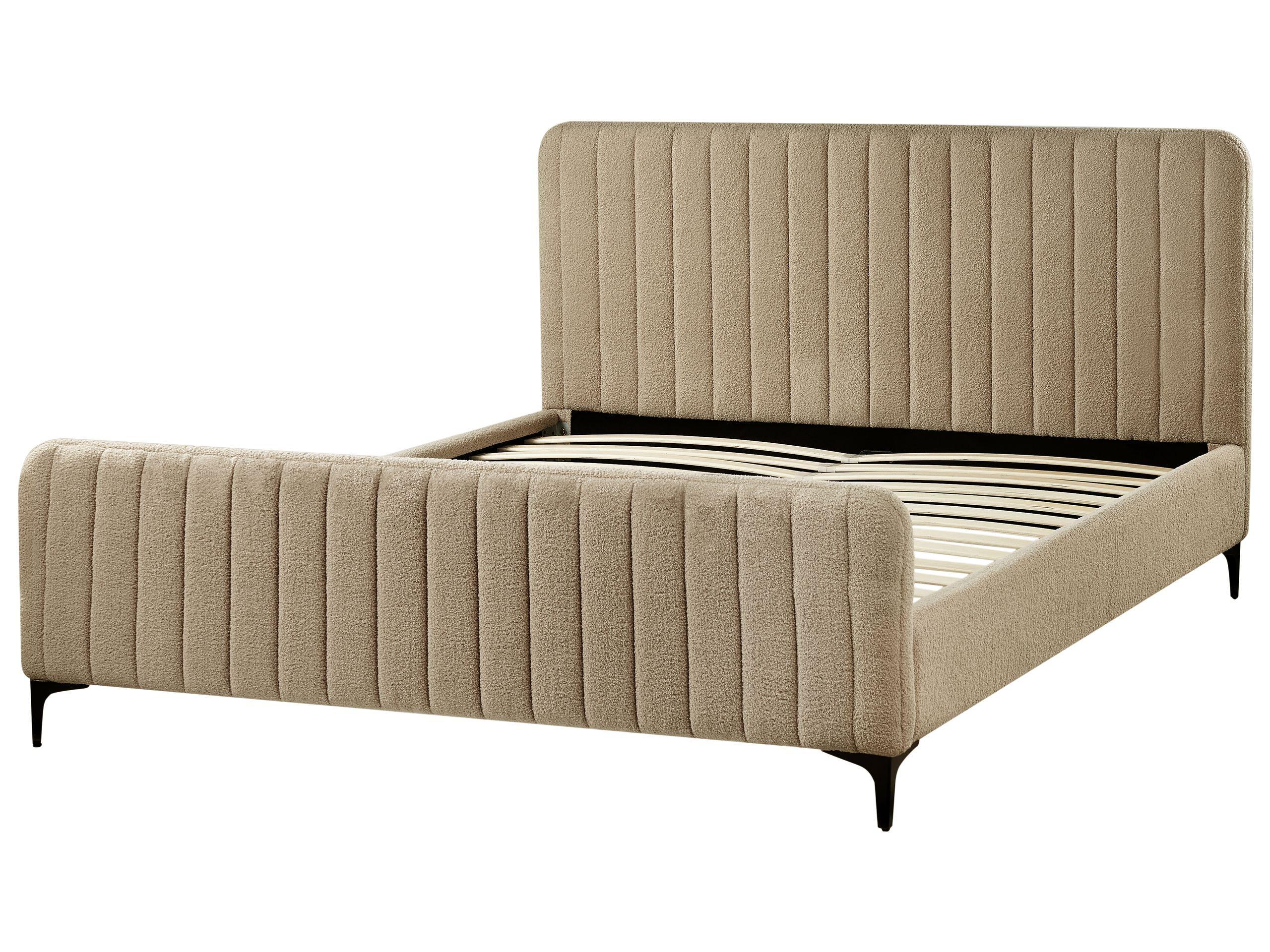 Beliani Lit avec sommier en Bouclé Moderne LUNAN  