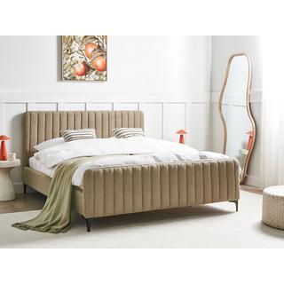 Beliani Lit avec sommier en Bouclé Moderne LUNAN  