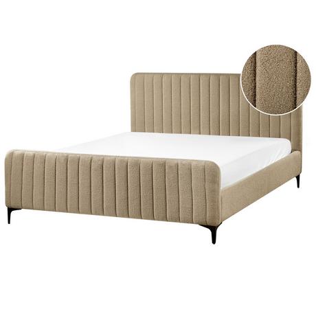 Beliani Lit avec sommier en Bouclé Moderne LUNAN  