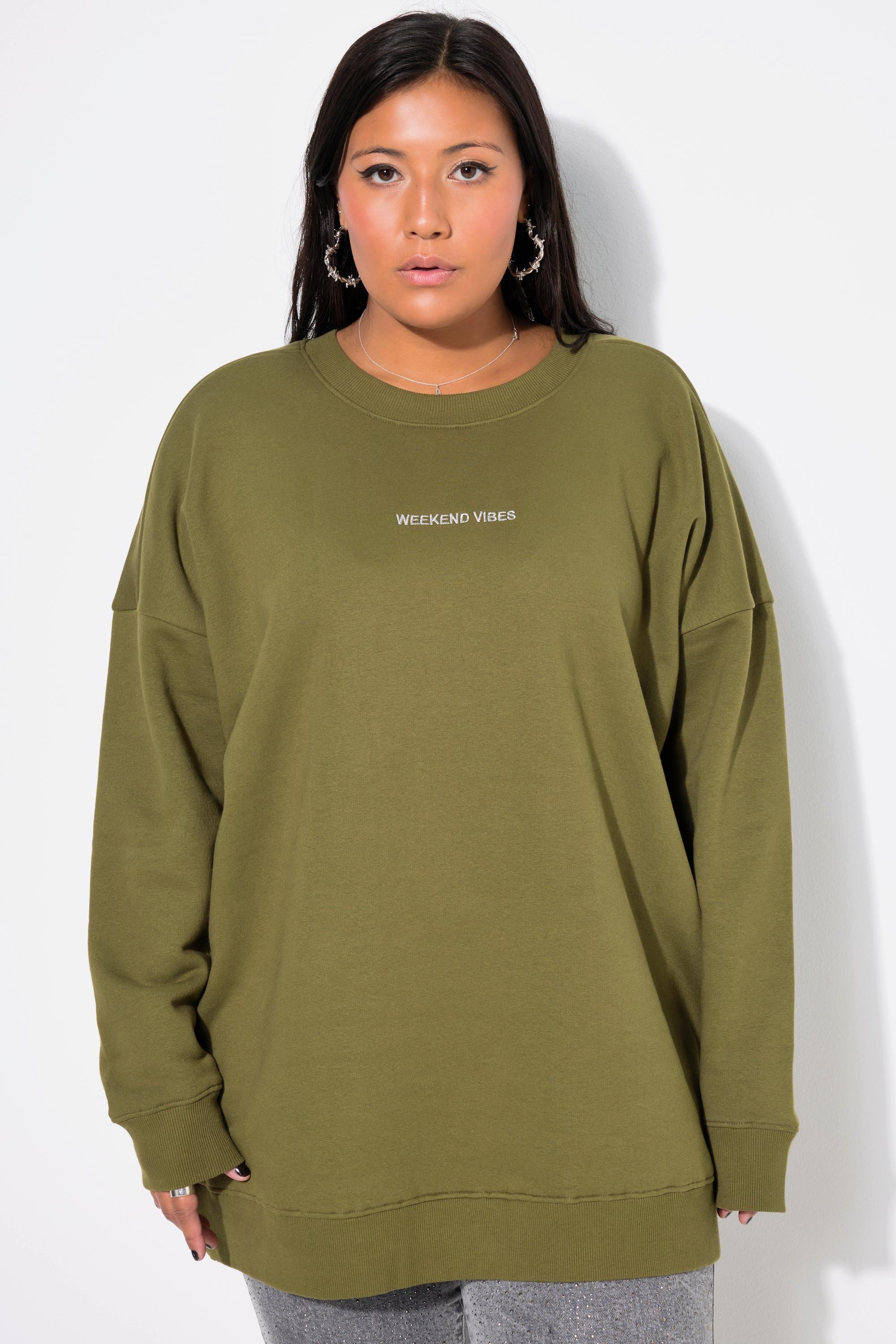 Studio Untold  Sweat-shirt oversize à col rond et manches longues, message brodé 