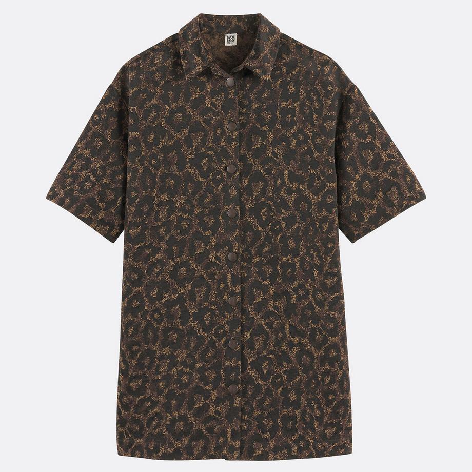La Redoute Collections Abito Camicia Corto Jacquard Leopardato Oversize  
