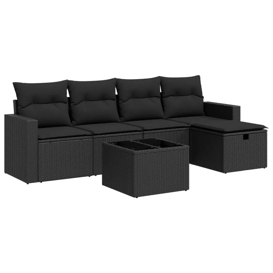 VidaXL - Gartensofa set poly-rattan, One Size, Schwarz
