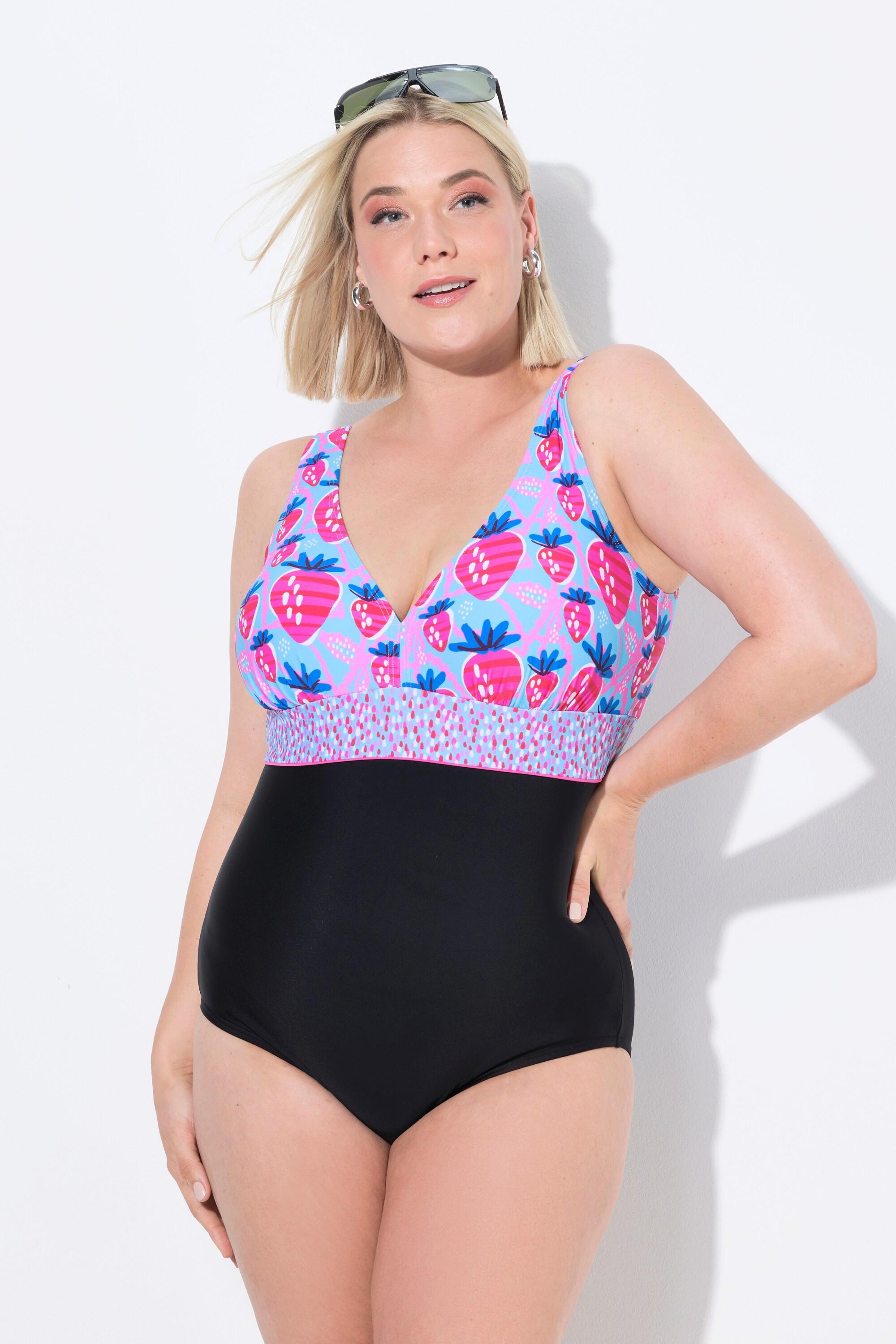 Ulla Popken Costume da bagno Stampa Fragole Fascia Decorativa Coppe Morbide  