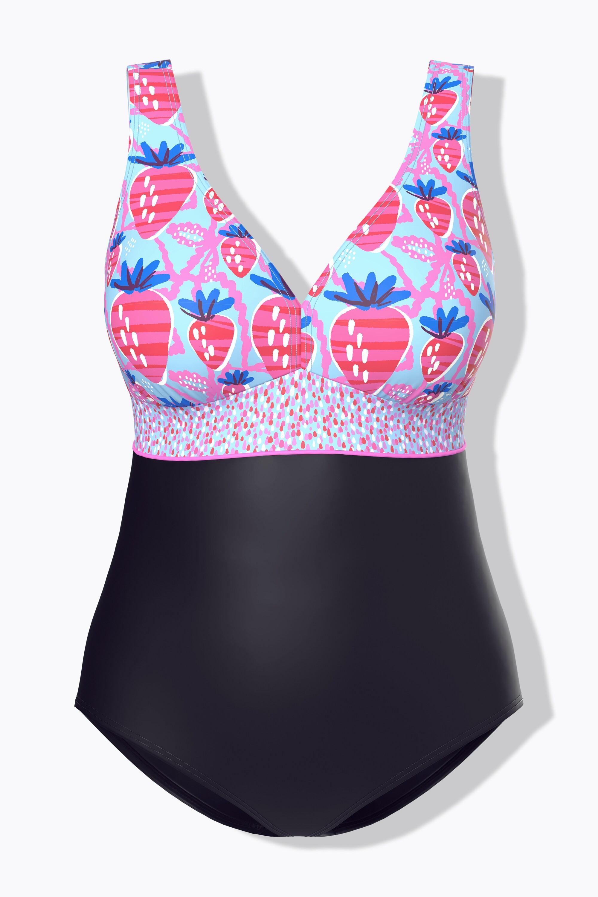 Ulla Popken Costume da bagno Stampa Fragole Fascia Decorativa Coppe Morbide  