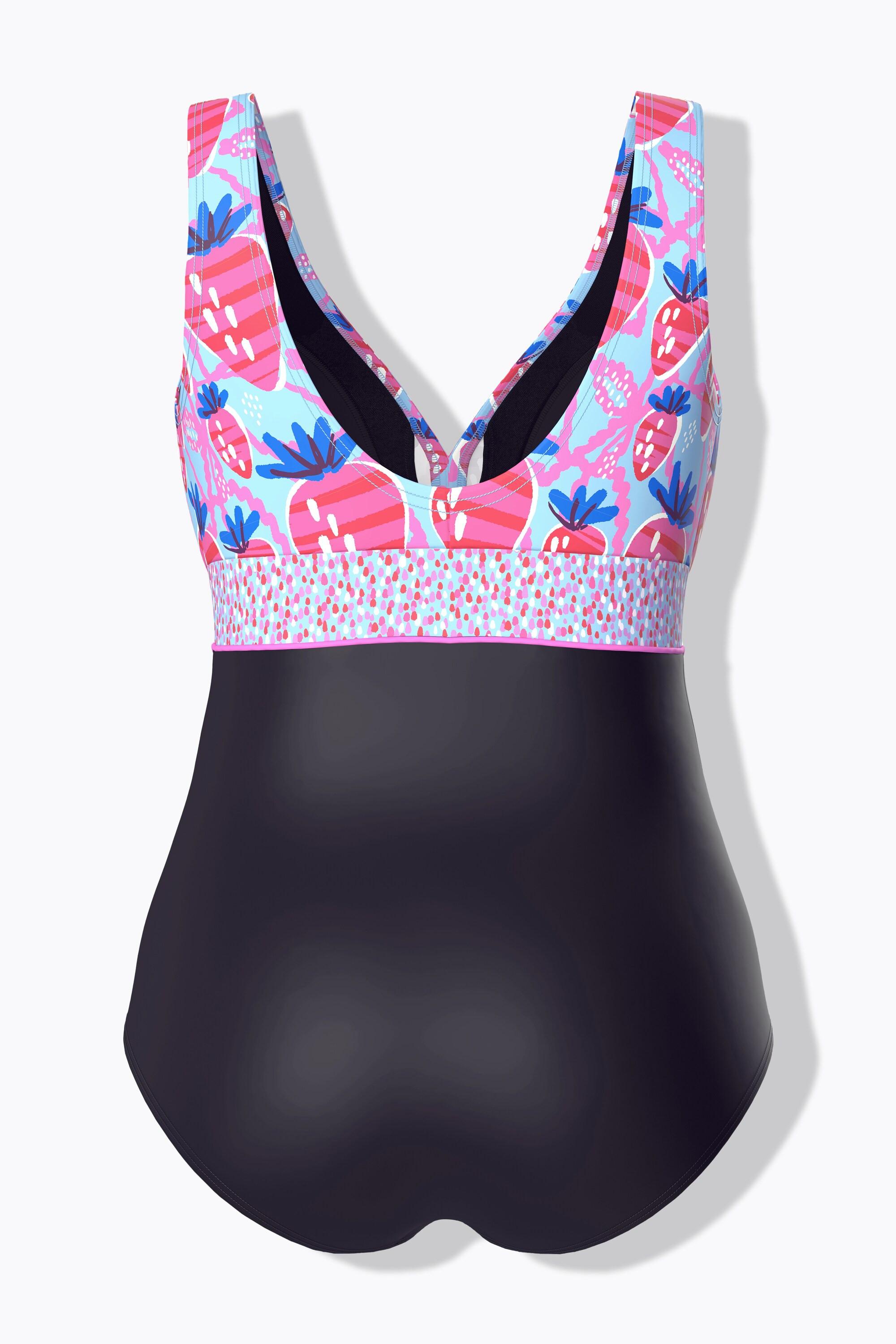 Ulla Popken Costume da bagno Stampa Fragole Fascia Decorativa Coppe Morbide  