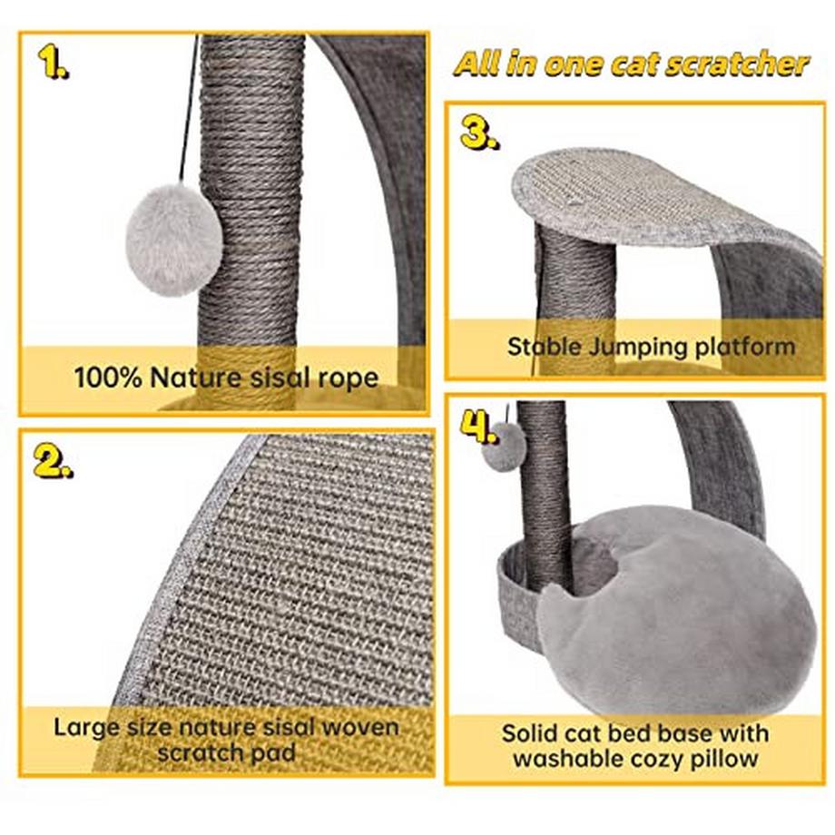 Alopini  Kratzbaum Katzenkratzbaum, Ausgestattet Mit Großem Weichen Katzenbett, Katzenest und Interaktiven 
