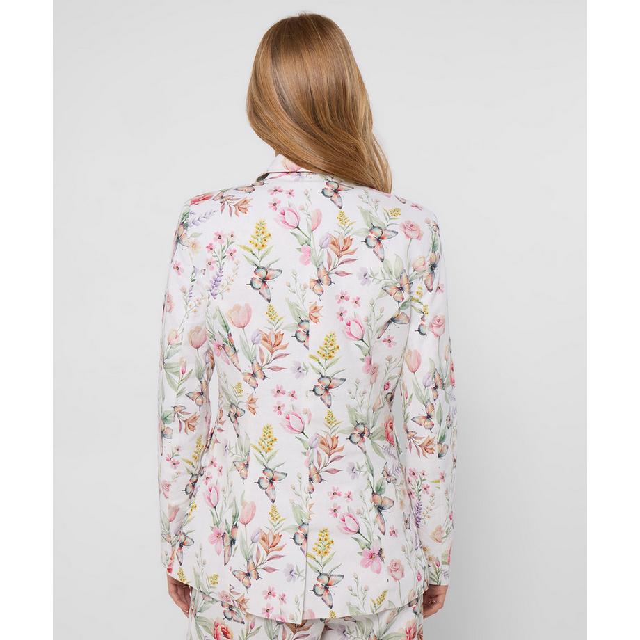 Joe Browns Giacca Misto Lino Stampa Farfalle Floreale  