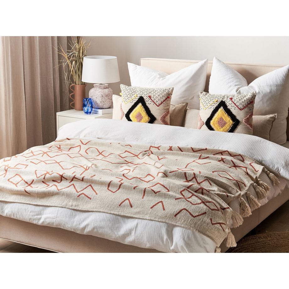 Beliani BHIWANI Couverture en Coton Rétro  