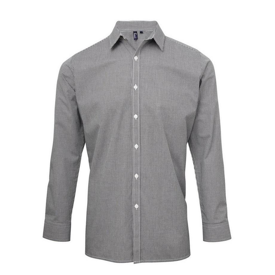 Gingham Camicia A Micro Quadretti Manica Lunga