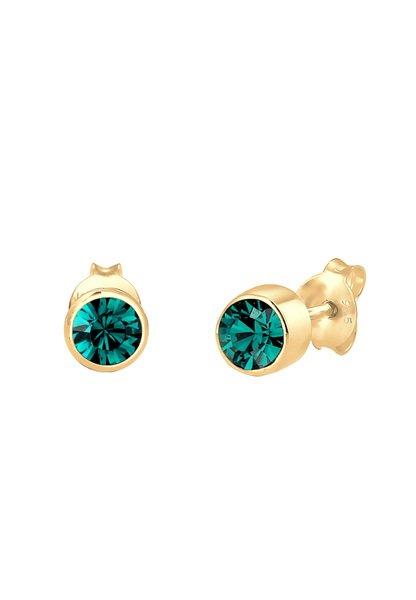 Elli  Boucles d'Oreilles Base Filigrane Cristal Vert 