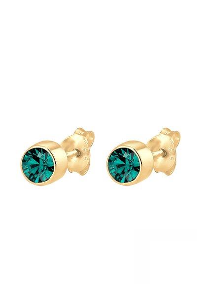 Elli  Boucles d'Oreilles Base Filigrane Cristal Vert 