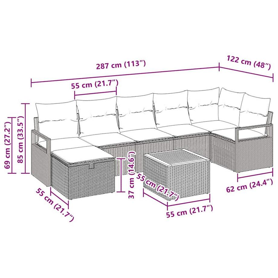 VidaXL Canapé de jardin poly rattan  
