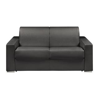 LINEA SOFA Schlafsofa mit Matratze 2-Sitzer Kunstleder - Schwarz - Liegefläche mit Lattenrost: 120 cm - Matratzenhöhe: 14 cm mit Memory Schaum - CALITO  