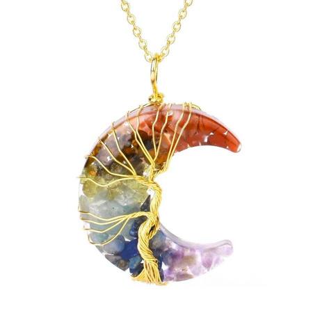 eStore  Collier Lune avec Cristaux Chakra 