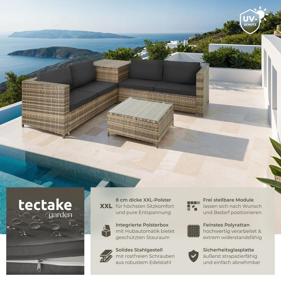 Tectake Canapé de jardin lounge en rotin SIENNE pour 4 personnes  