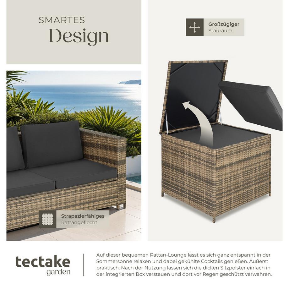 Tectake Canapé de jardin lounge en rotin SIENNE pour 4 personnes  