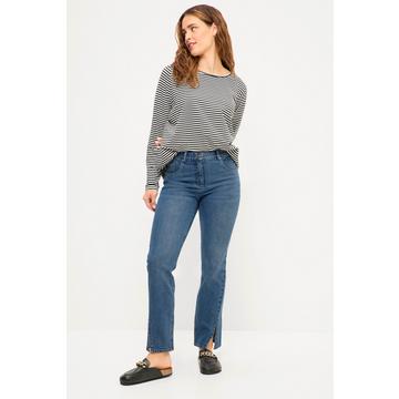 Jeans, Straight Fit, Saumschlitz, 5-Pocket