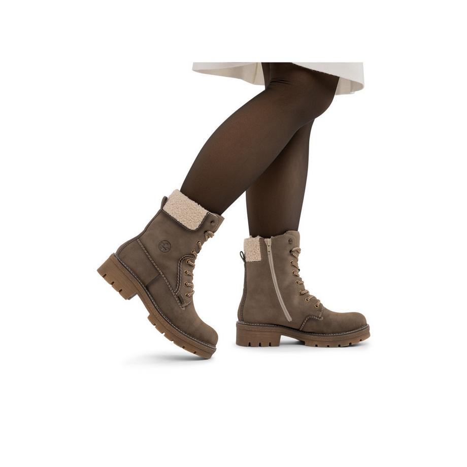 Rieker Bottines à lacets avec col en fausse fourrure  