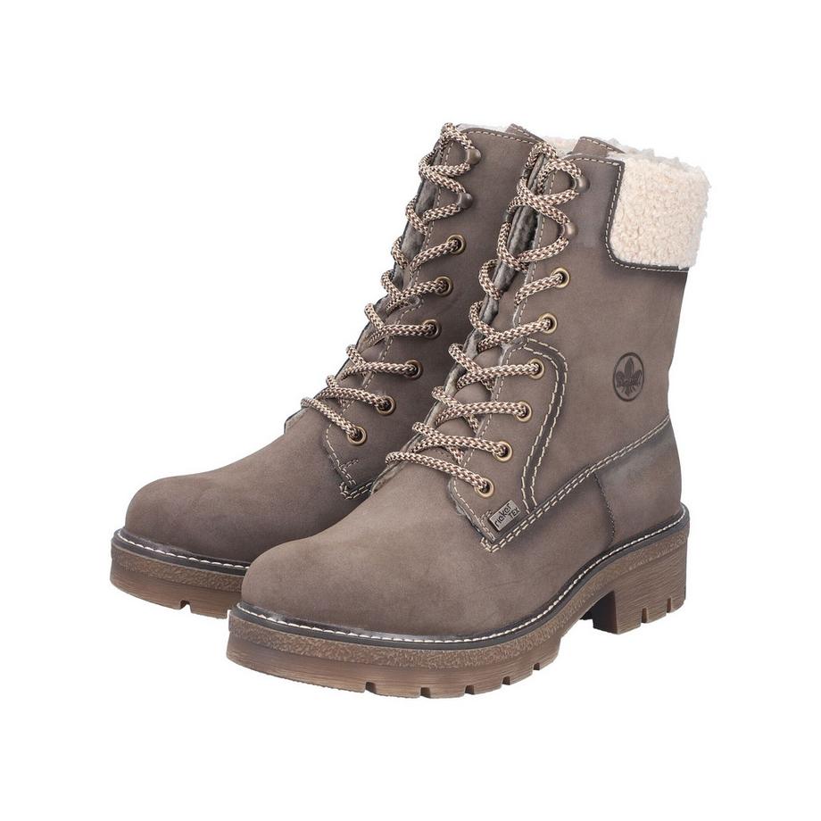 Rieker Bottines à lacets avec col en fausse fourrure  