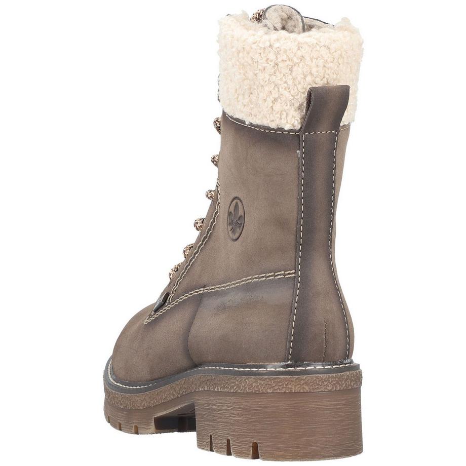 Rieker Bottines à lacets avec col en fausse fourrure  