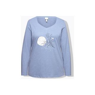 Ulla Popken  T-shirt, col en forme de cœur, manches longues, coton bio 