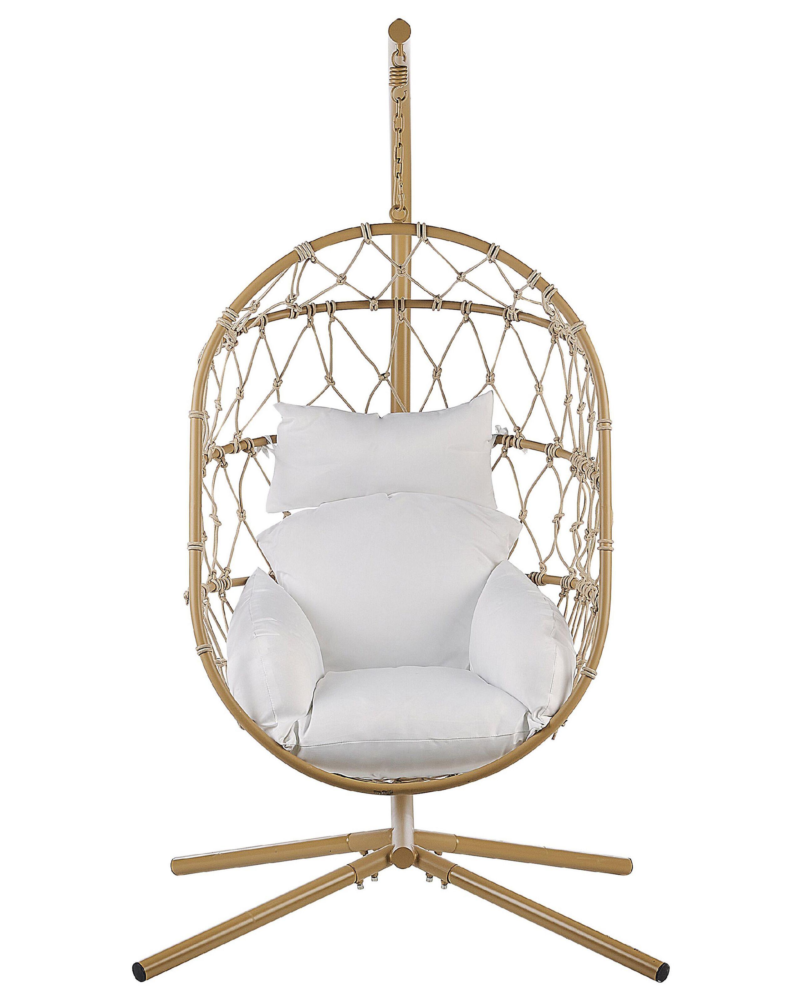 Beliani Poltrona sospesa con supporto da pavimento en Tessuto Boho ADRIA  