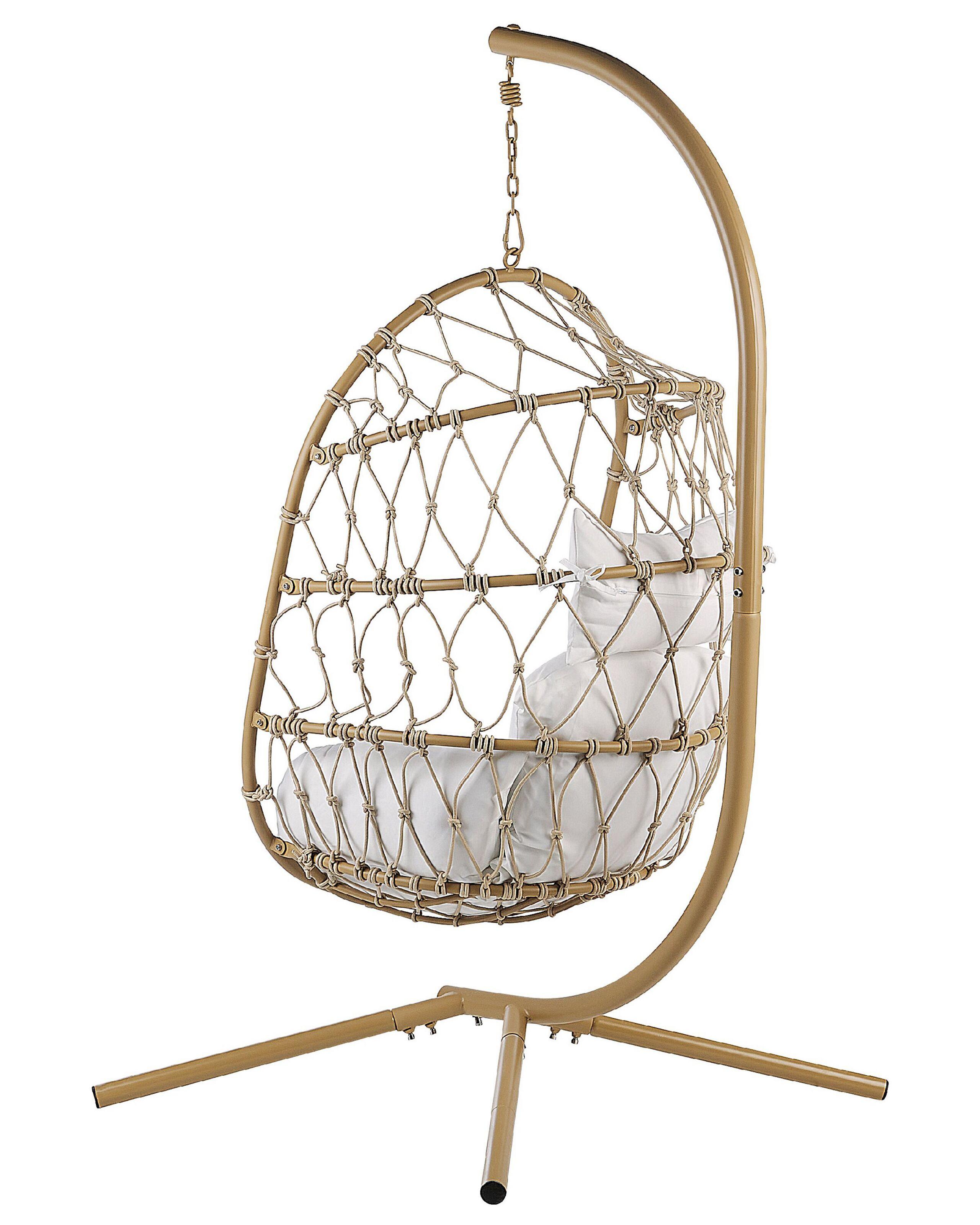 Beliani Poltrona sospesa con supporto da pavimento en Tessuto Boho ADRIA  