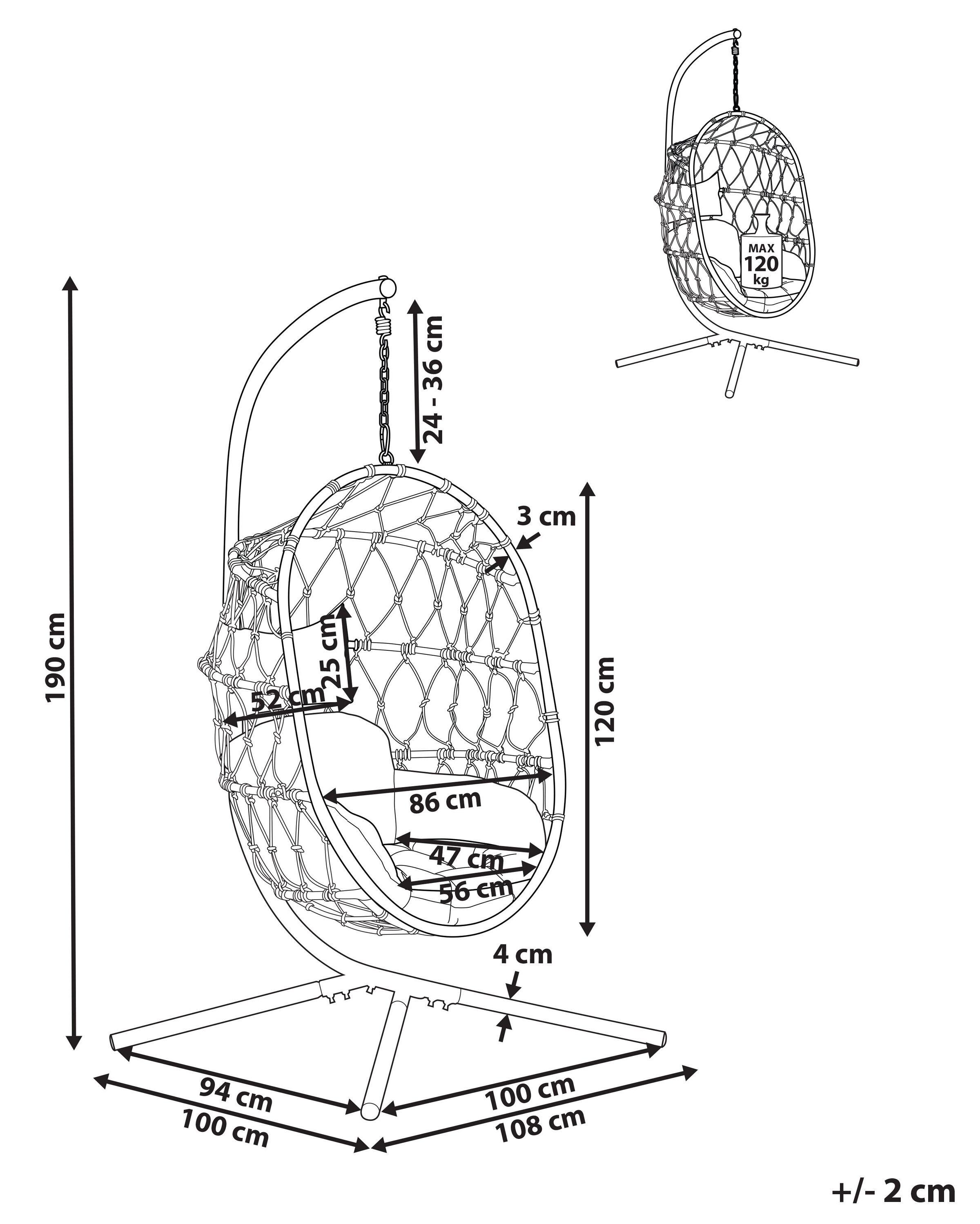Beliani Poltrona sospesa con supporto da pavimento en Tessuto Boho ADRIA  