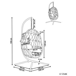 Beliani Poltrona sospesa con supporto da pavimento en Tessuto Boho ADRIA  