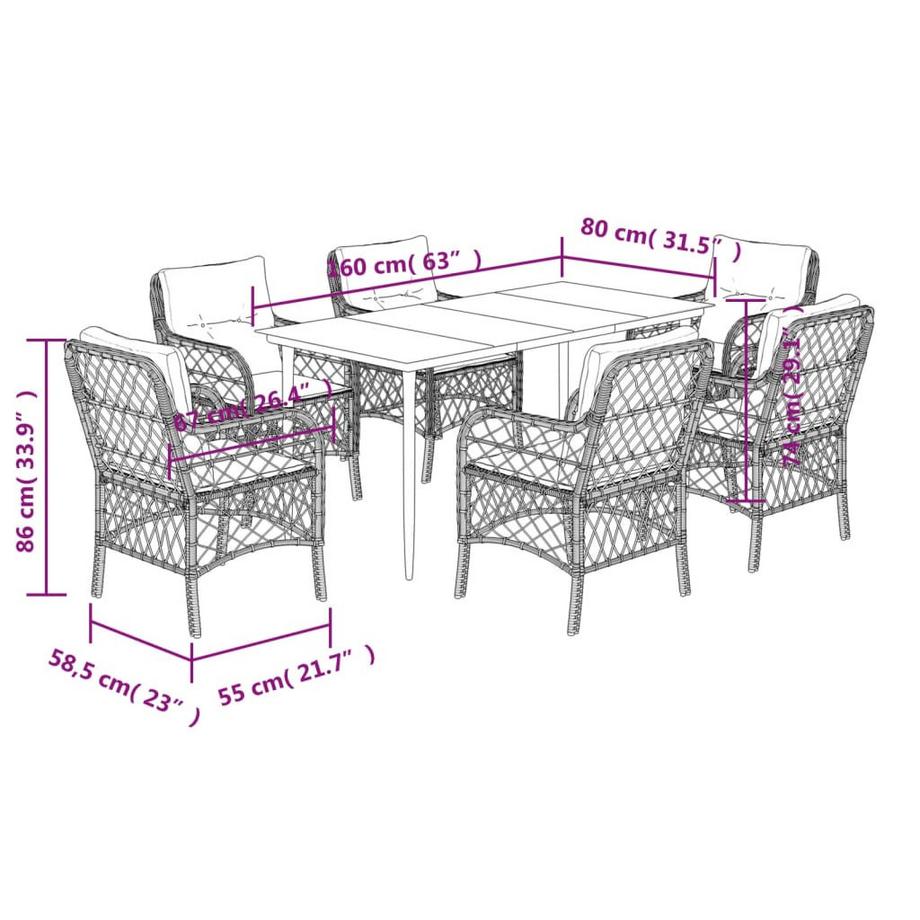 VidaXL Garten essgruppe poly-rattan  