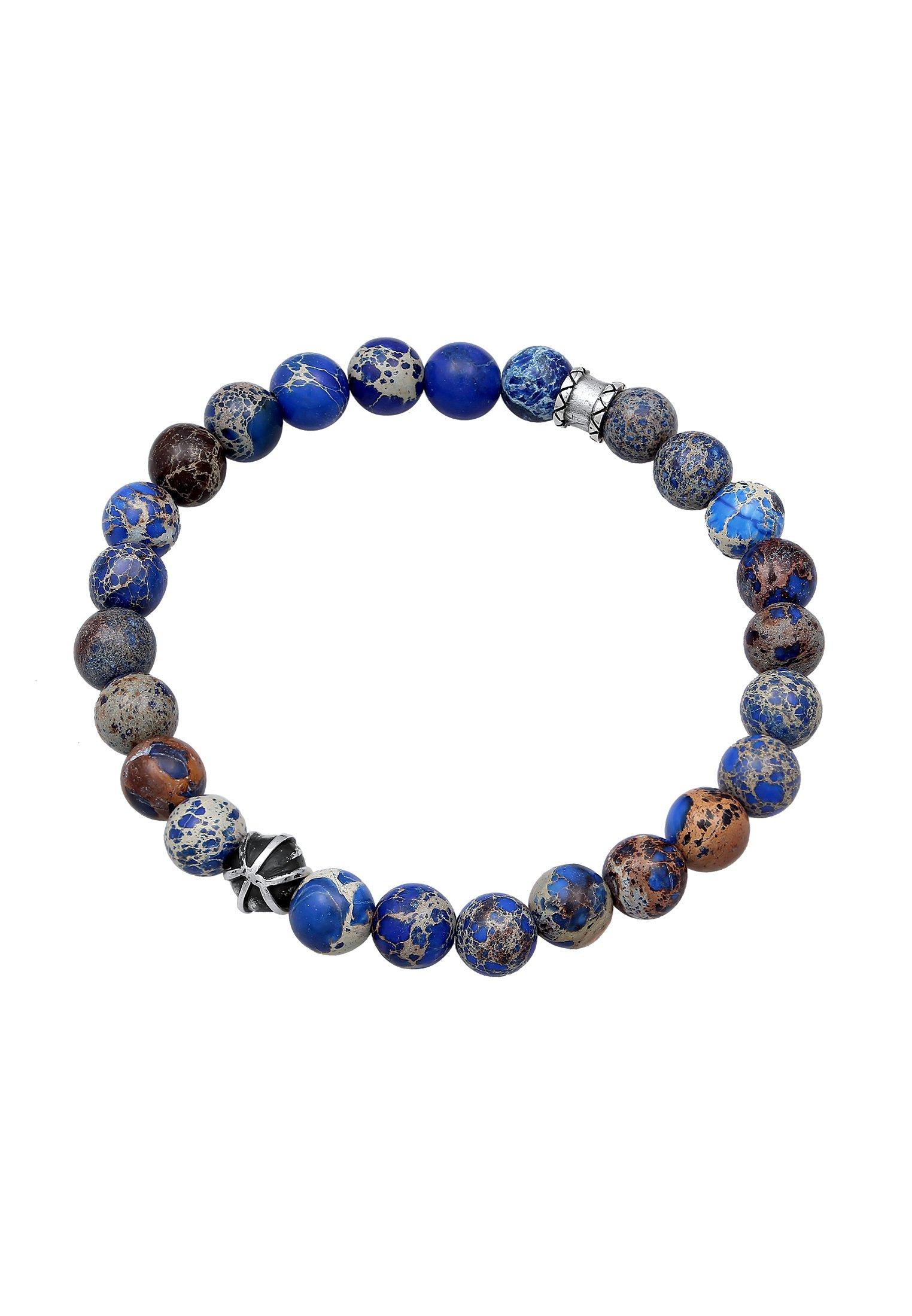 Kuzzoi  Bracelet Herren Achat Blau Beads Oxidiert 925Er Silber 