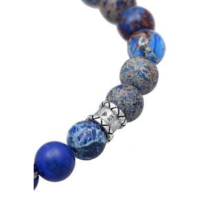 Kuzzoi  Bracelet Herren Achat Blau Beads Oxidiert 925Er Silber 
