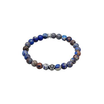 Armband  Achat Blau Beads Oxidiert 925Er Silber