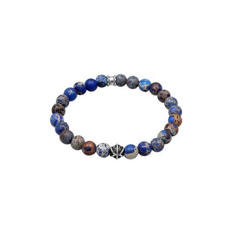 Kuzzoi  Bracelet Herren Achat Blau Beads Oxidiert 925Er Silber 