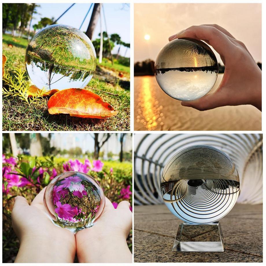 Intirilife Decorazione Fotografica A Forma Di Sfera Di Vetro Con Supporto  