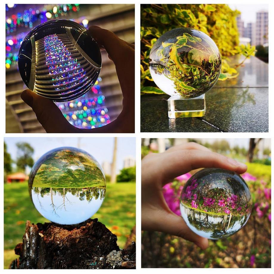 Intirilife Decorazione Fotografica A Forma Di Sfera Di Vetro Con Supporto  