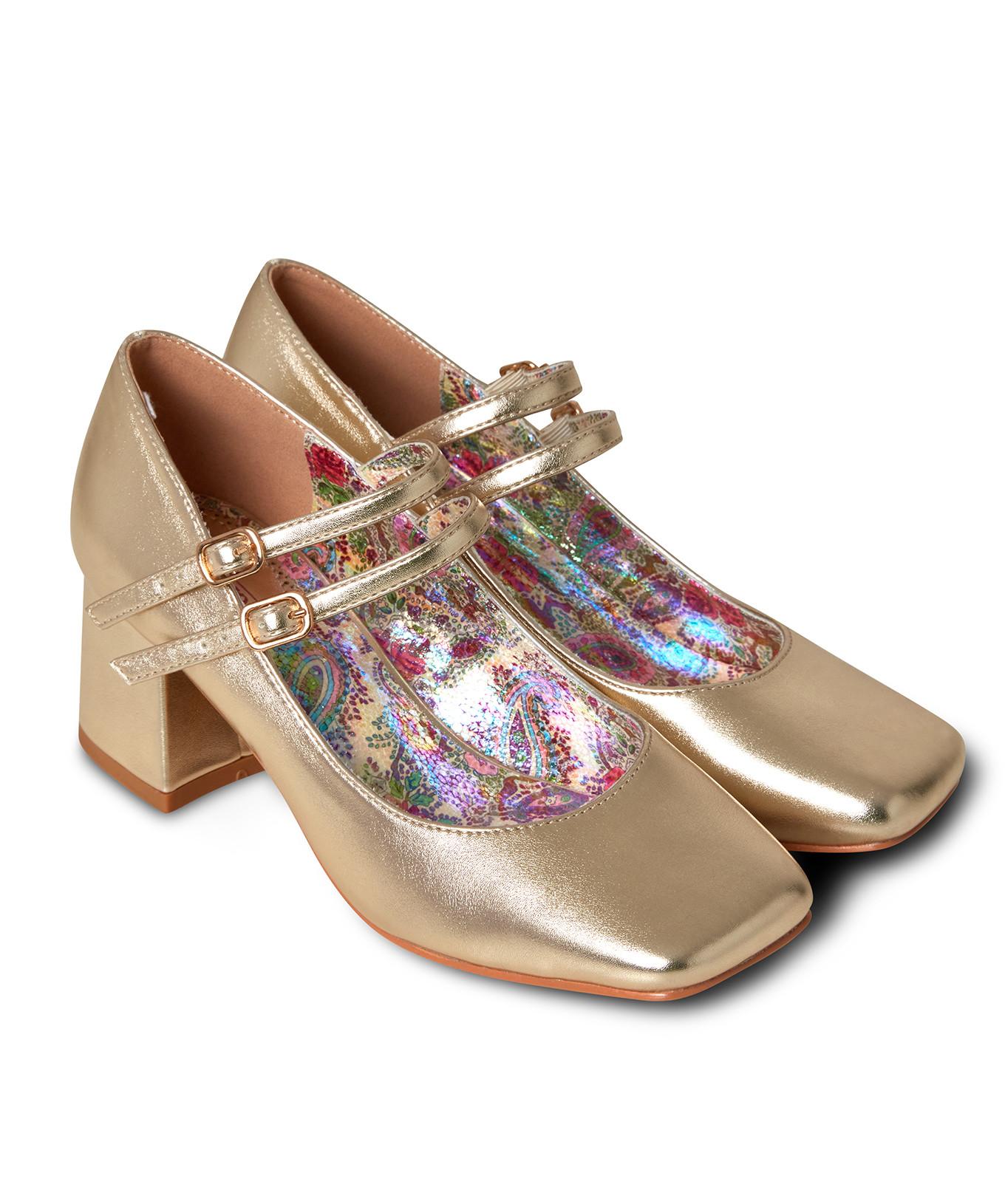 Joe Browns  Metallic Gold Doppelriemen Schuhe 