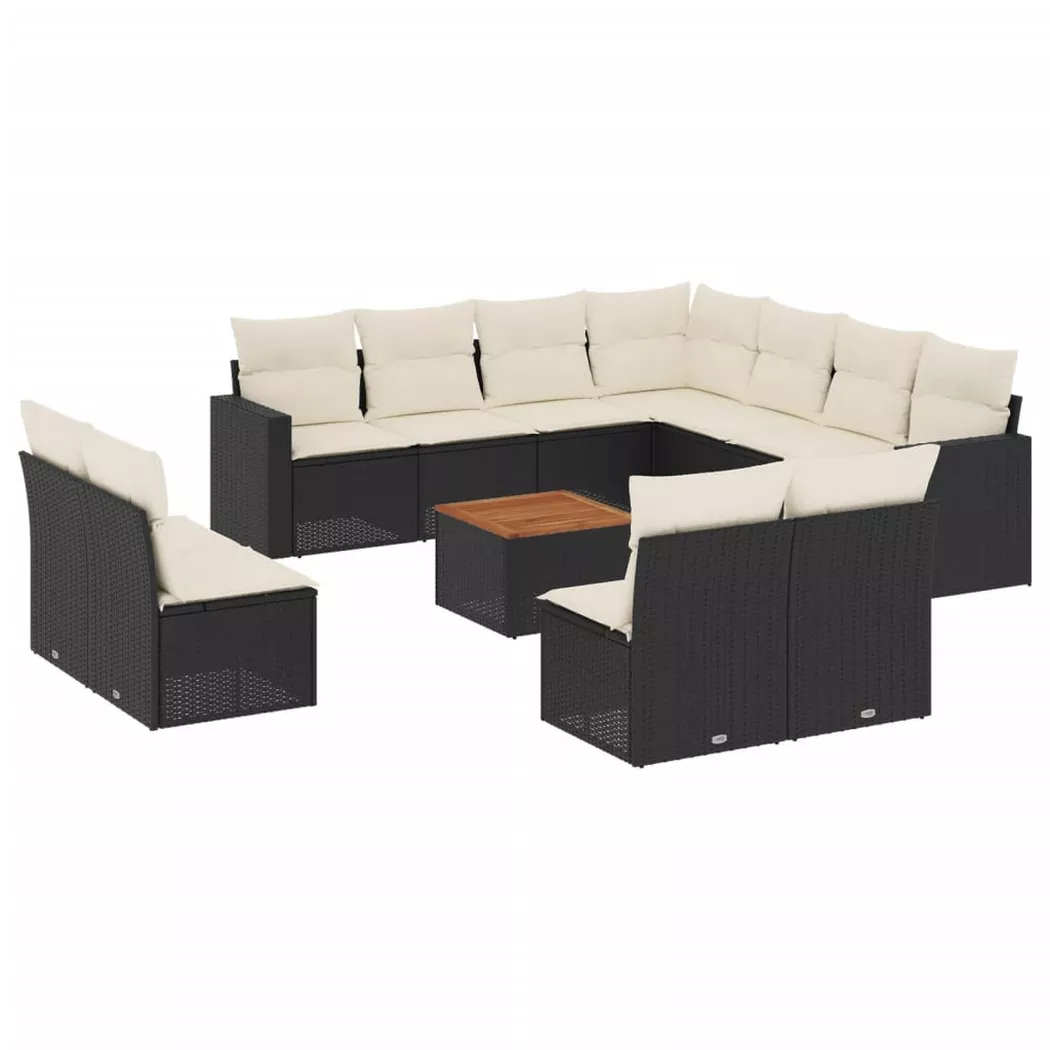 VidaXL - Garten sofagarnitur poly-rattan, One Size, Schwarz