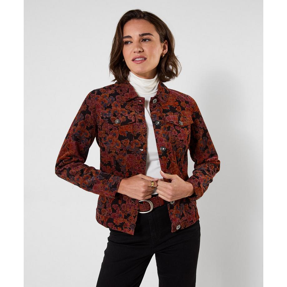 Veste en Velours Côtelé Fleurie Jours d'Automne