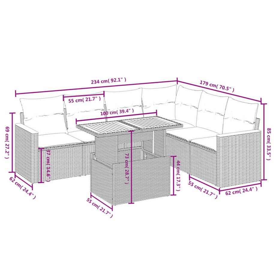 VidaXL Garten sofagarnitur poly-rattan  