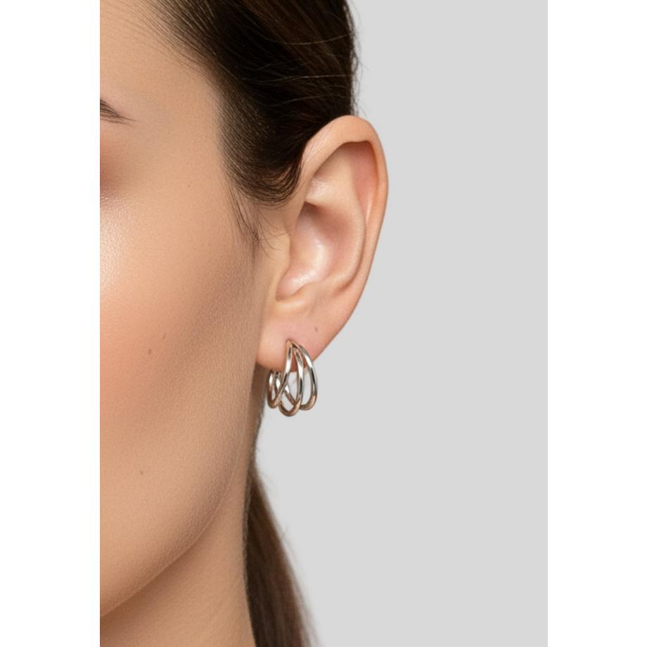 Maxte  Halbe Creolen/Ohrstecker   Drei Gebogenen Stäben 