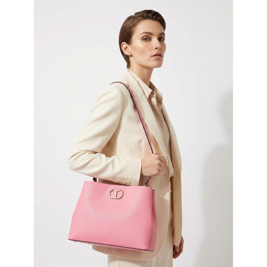 TWINSET Borsa Prism Rosa con manico superiore  
