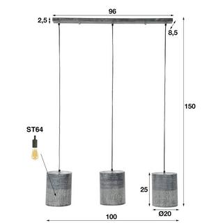 mutoni Lampe à suspension Cylindre 3L gris  