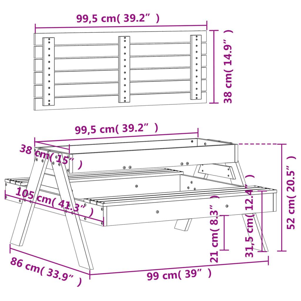 VidaXL tavolo picnic Legno di douglas  