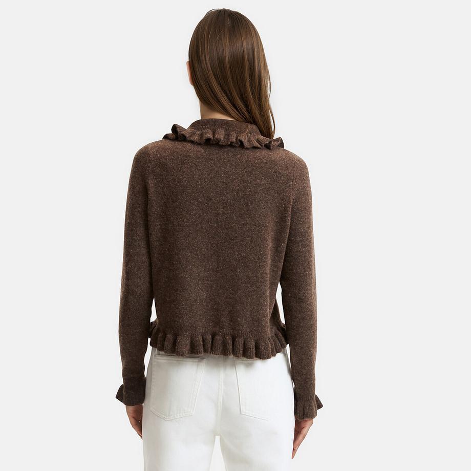 La Redoute Collections Cardigan col Claudine avec détails volants  
