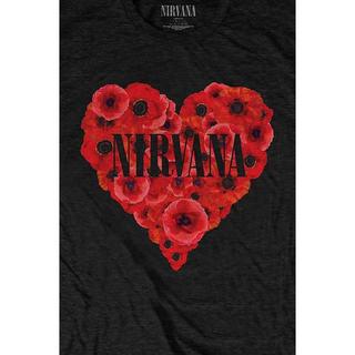 Nirvana Heart Poppies T-Shirt Stampa Grafica  