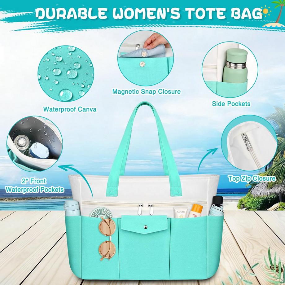 Only-bags.store Borsa Tote XXL con Cerniera e Tasca Interna Impermeabile  